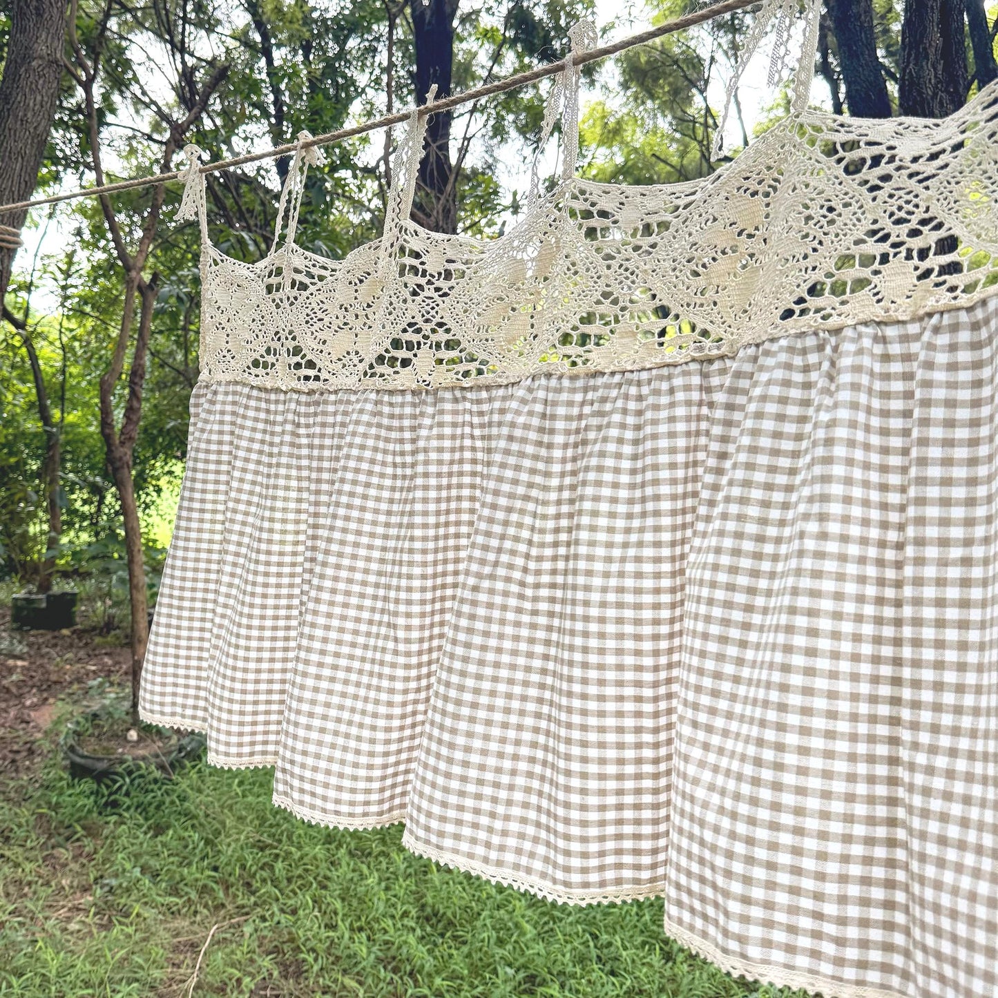 Gingham Farmhouse Kitchen Curtain Panel - UDreamHome