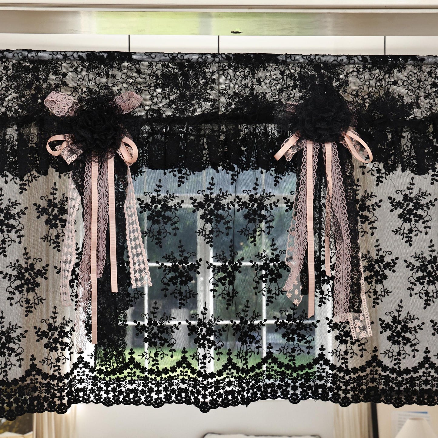 Gothic Bohemian Lace Curtain Valance - UDreamHome