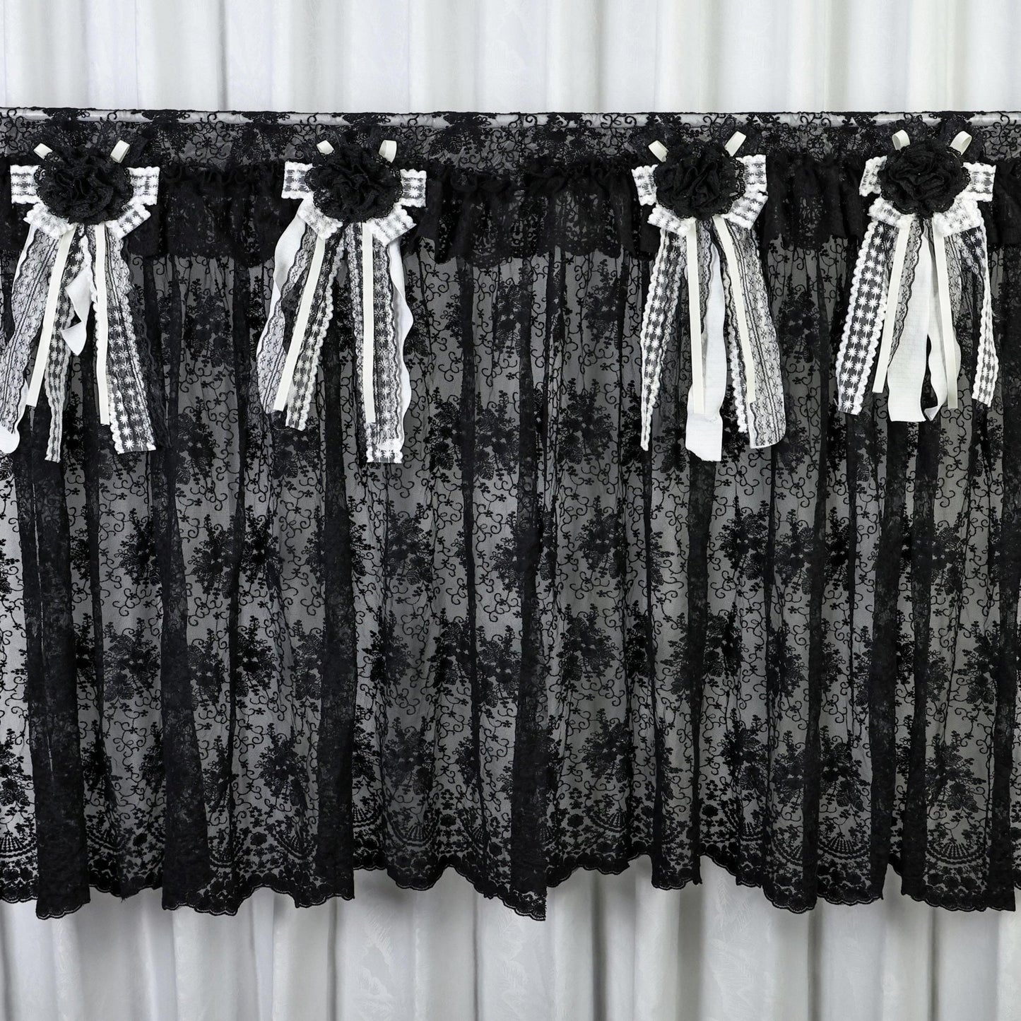 Gothic Boho Black Lace Curtain Valance - UDreamHome