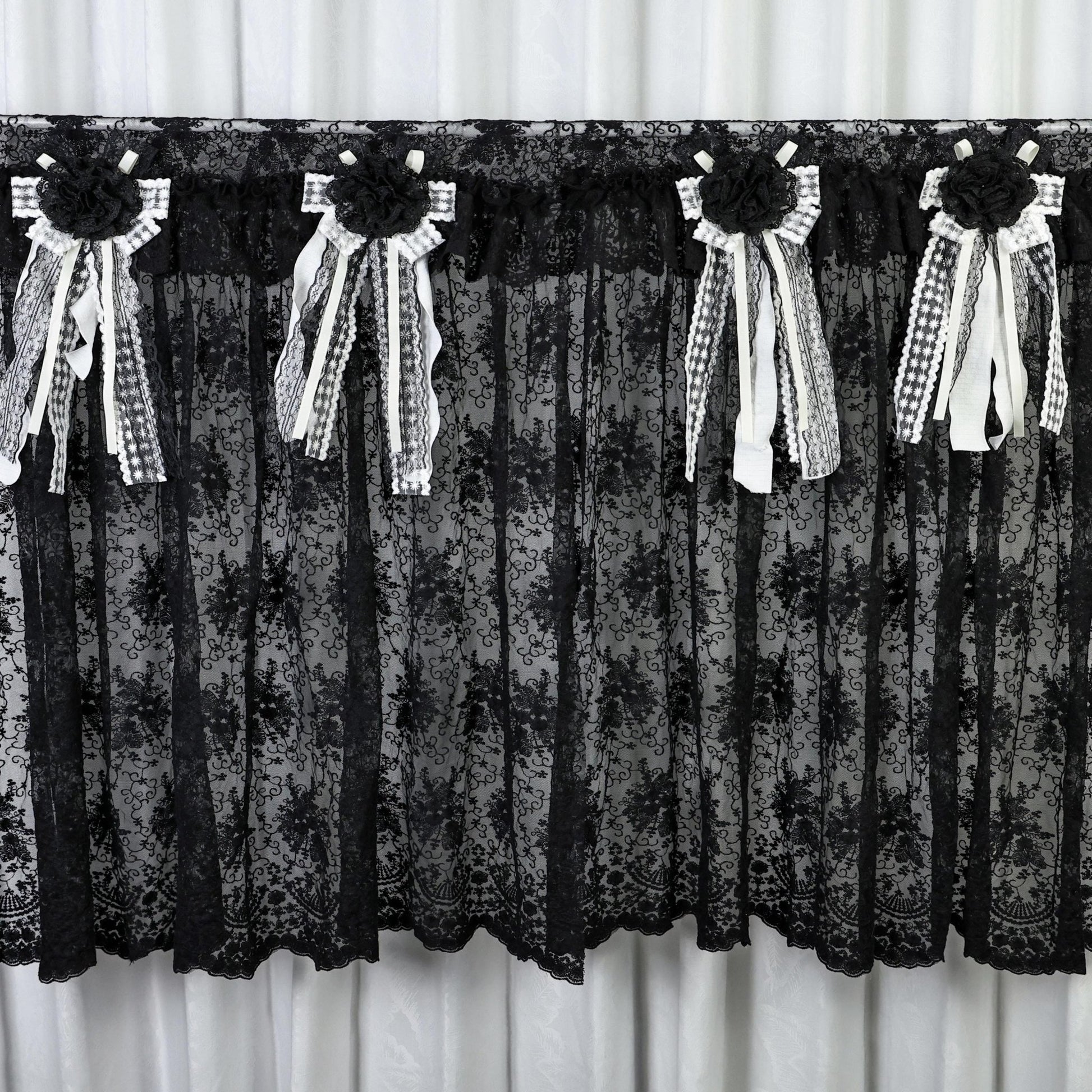 Gothic Boho Black Lace Curtain Valance - UDreamHome
