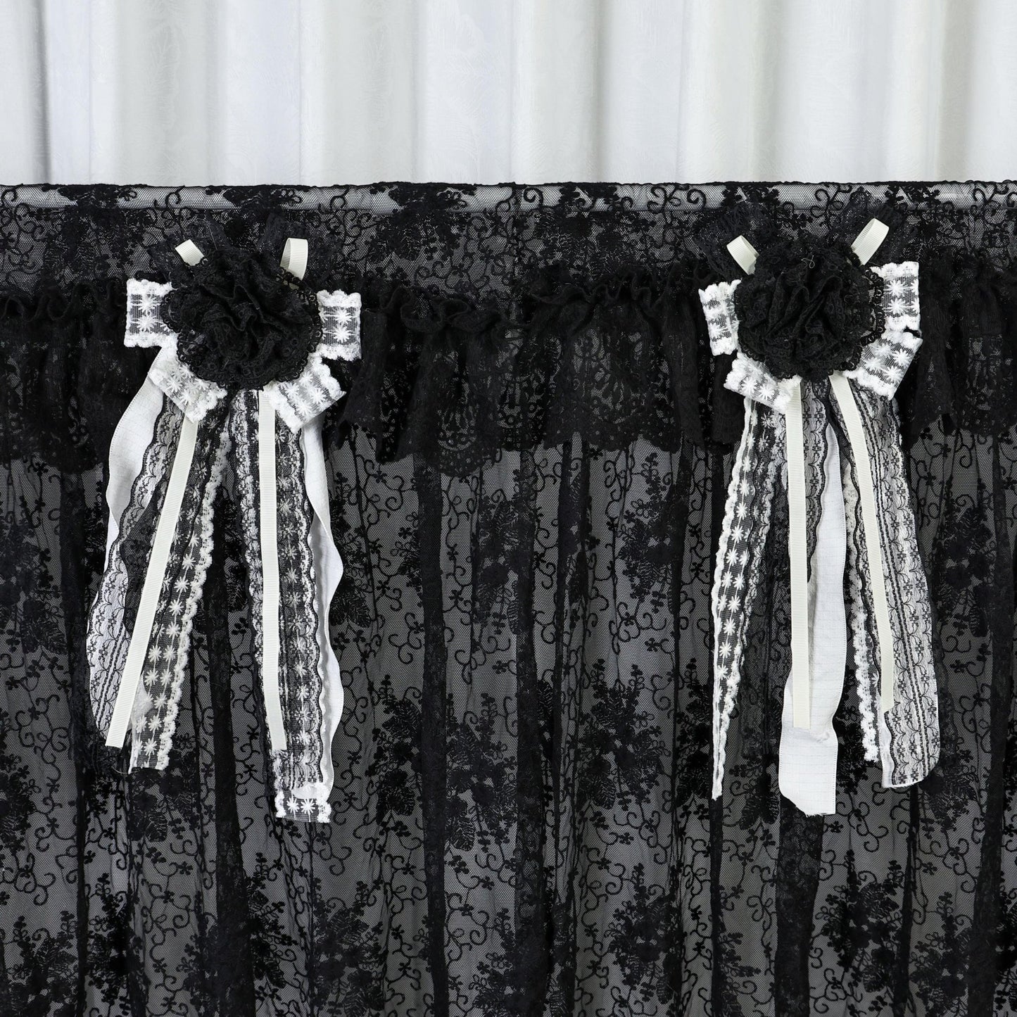 Gothic Boho Black Lace Curtain Valance - UDreamHome