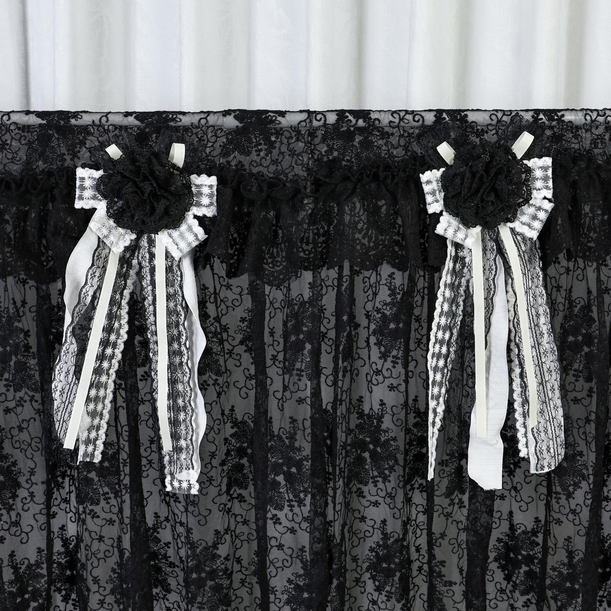 Gothic Boho Black Lace Curtain Valance - UDreamHome