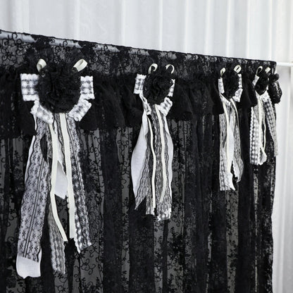 Gothic Boho Black Lace Curtain Valance - UDreamHome