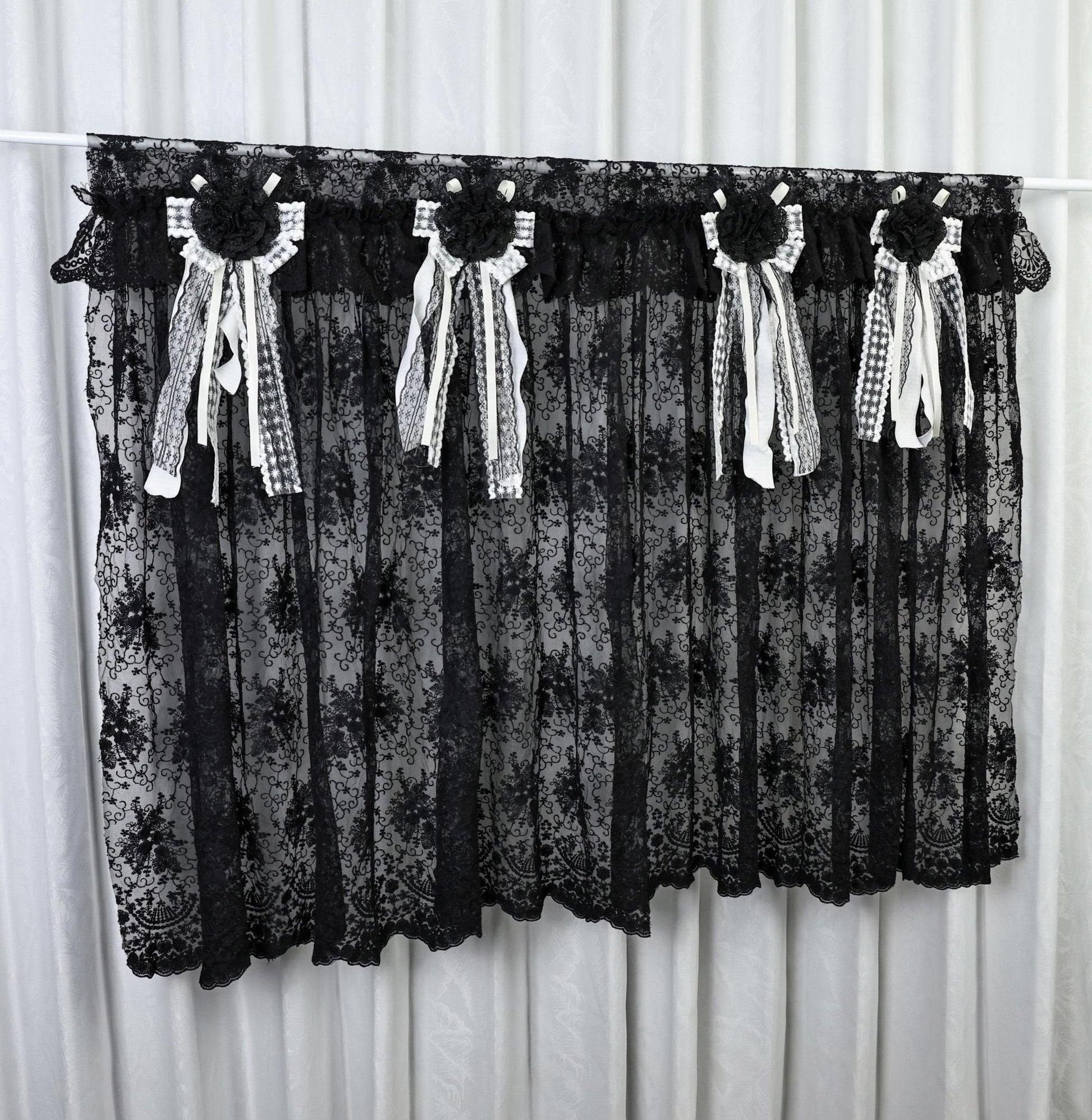 Gothic Boho Black Lace Curtain Valance - UDreamHome