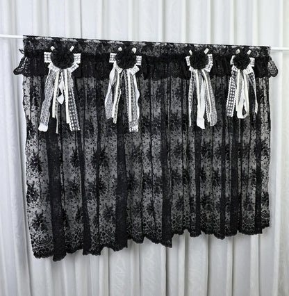 Gothic Boho Black Lace Curtain Valance - UDreamHome