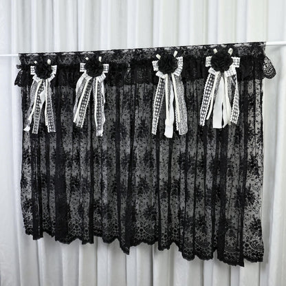Gothic Boho Black Lace Curtain Valance - UDreamHome