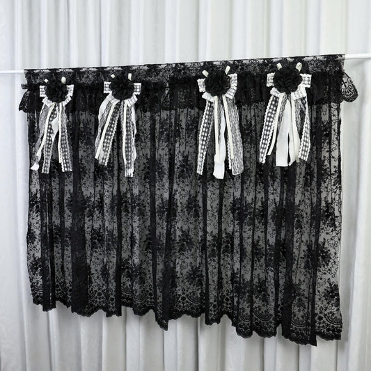 Gothic Boho Black Lace Curtain Valance - UDreamHome