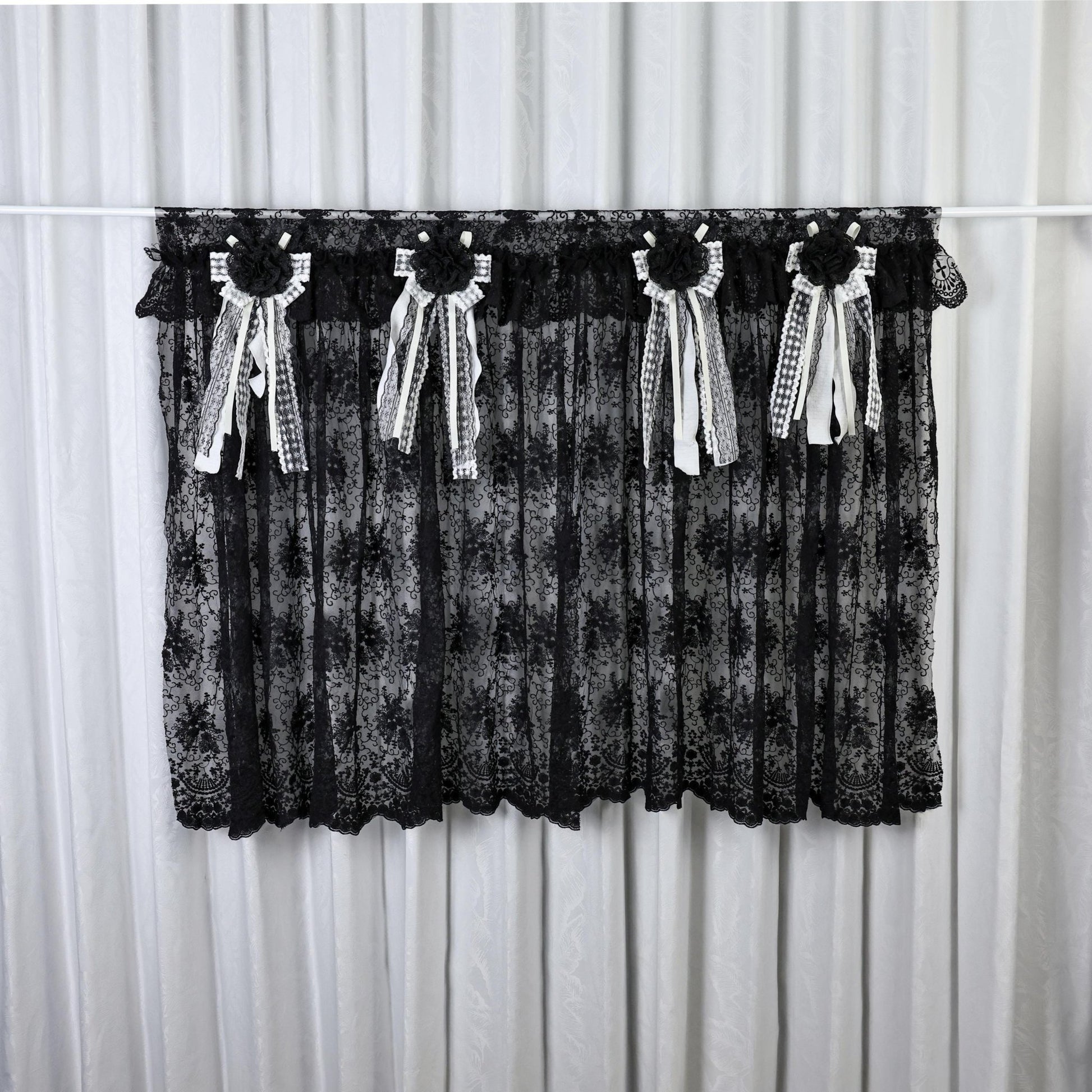 Gothic Boho Black Lace Curtain Valance - UDreamHome
