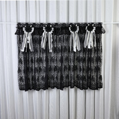 Gothic Boho Black Lace Curtain Valance - UDreamHome