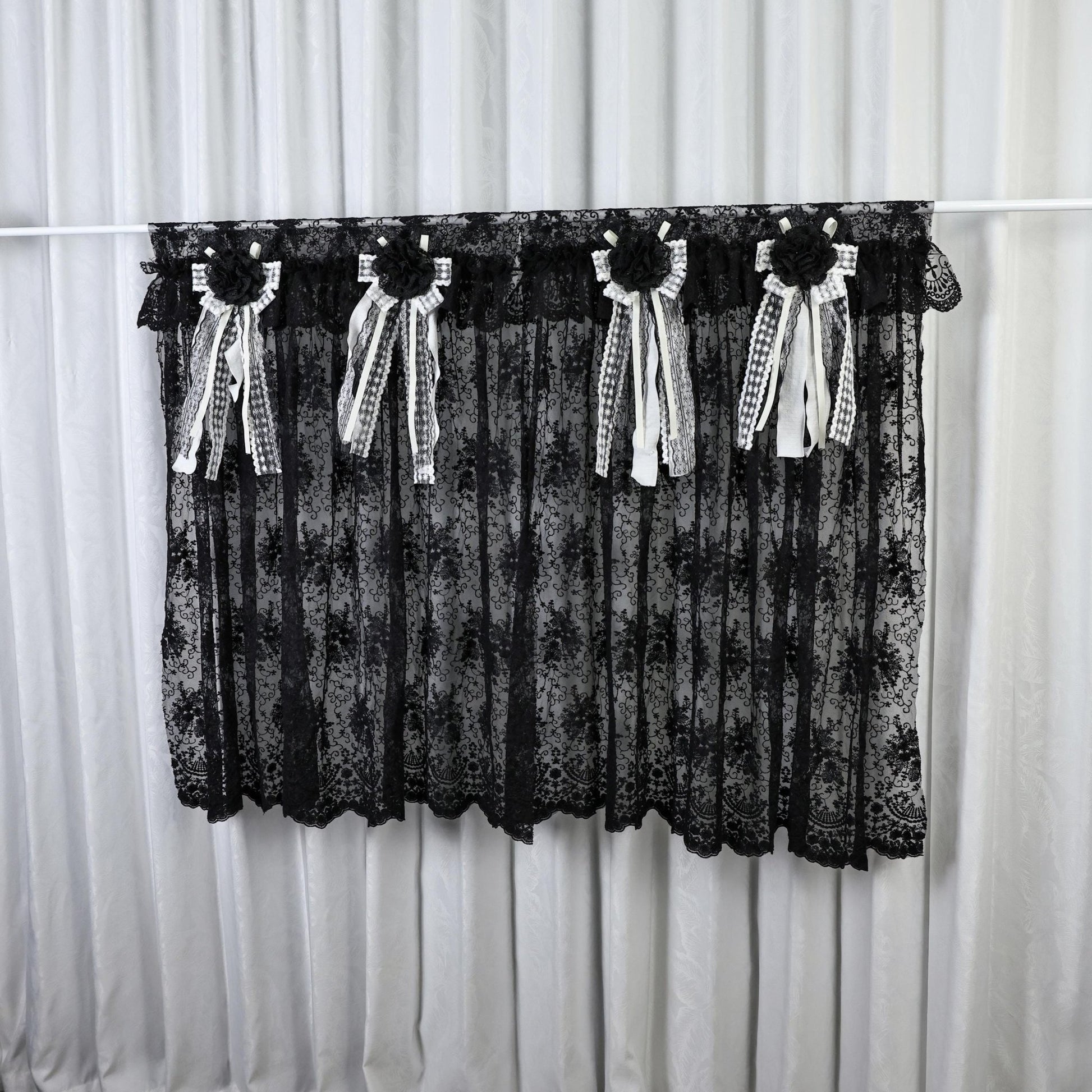 Gothic Boho Black Lace Curtain Valance - UDreamHome