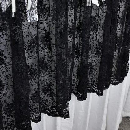 Gothic Boho Black Lace Curtain Valance - UDreamHome