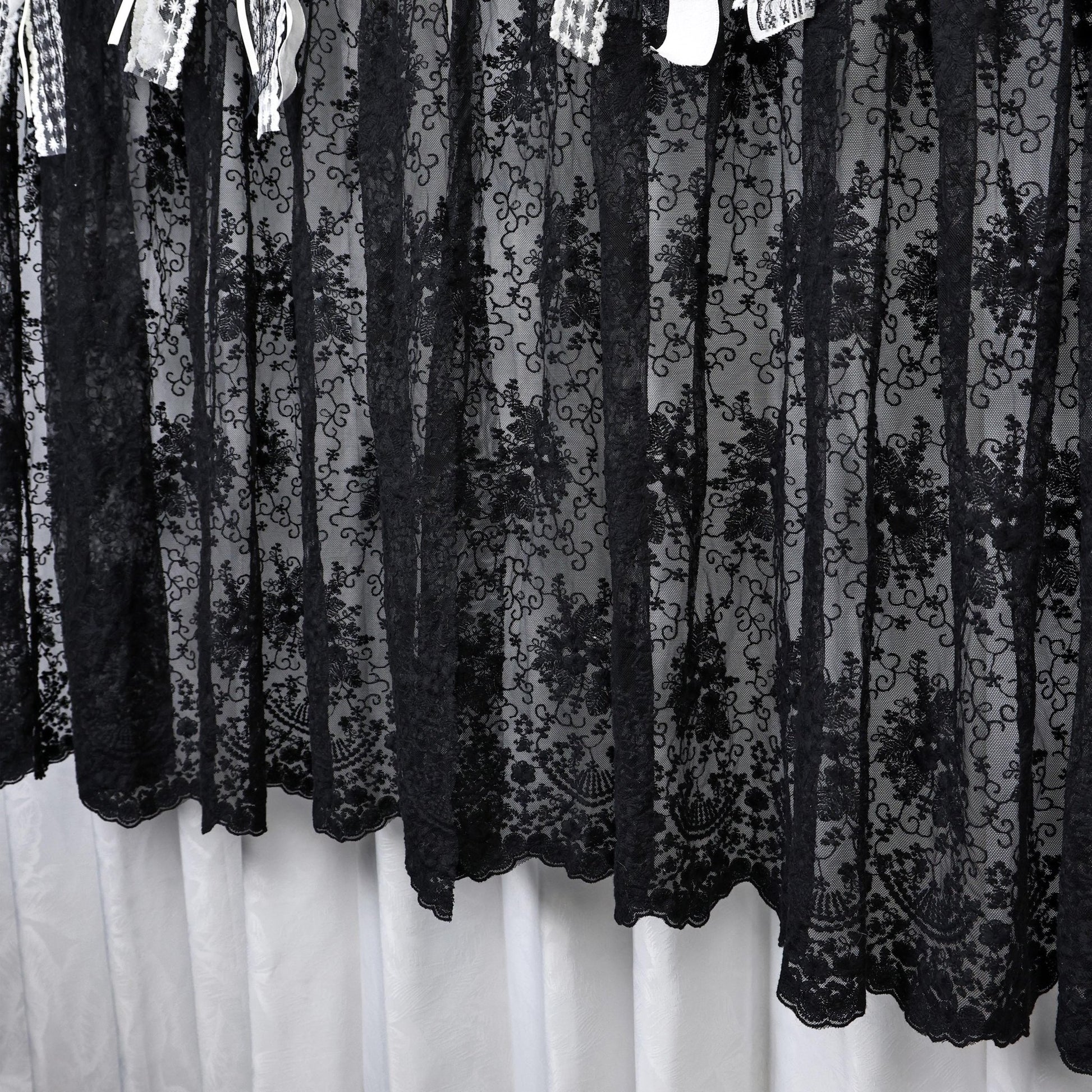 Gothic Boho Black Lace Curtain Valance - UDreamHome