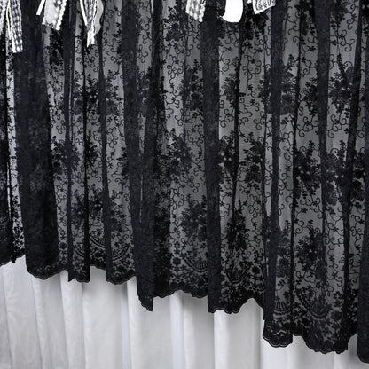 Gothic Boho Black Lace Curtain Valance - UDreamHome