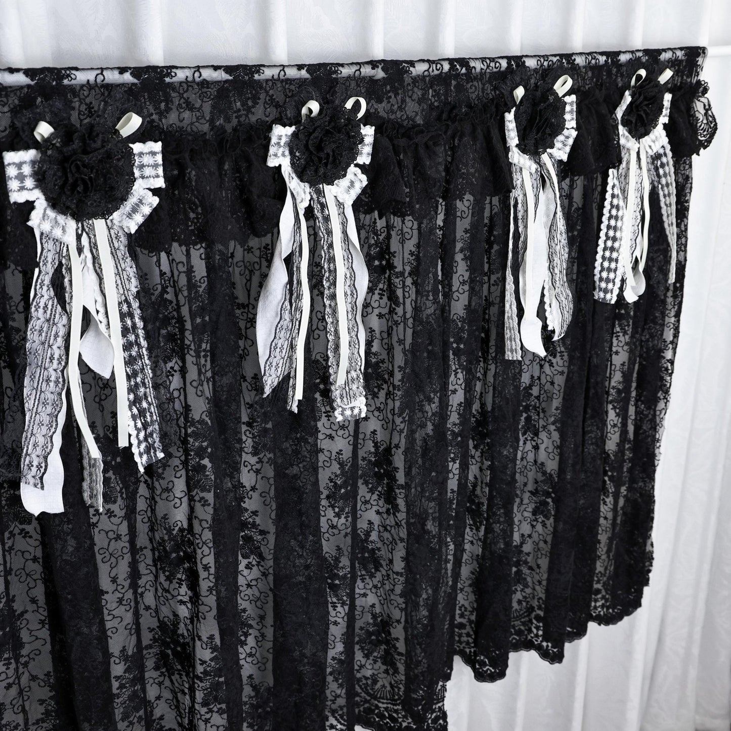 Gothic Boho Black Lace Curtain Valance - UDreamHome