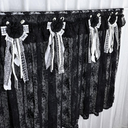 Gothic Boho Black Lace Curtain Valance - UDreamHome