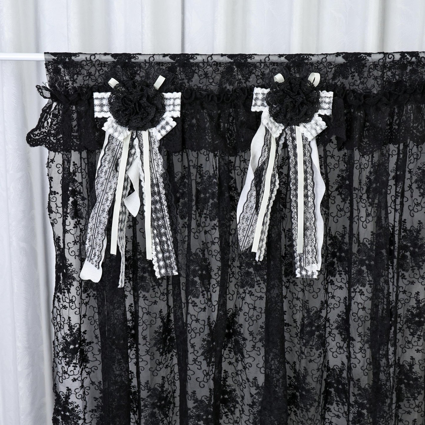 Gothic Boho Black Lace Curtain Valance - UDreamHome