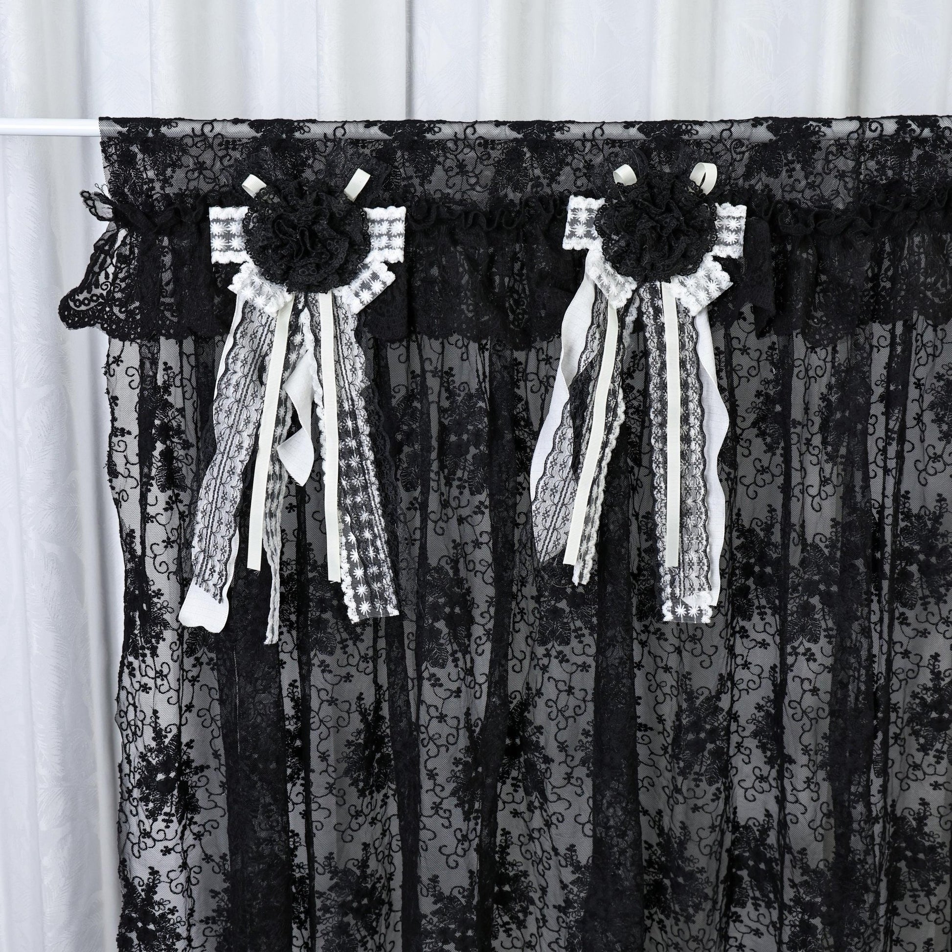 Gothic Boho Black Lace Curtain Valance - UDreamHome