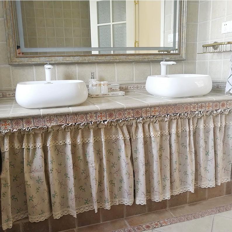 Green Flower Plant Cotton Linen Half Curtains - UDreamHome
