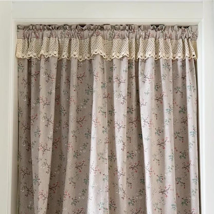 Green Flower Plant Cotton Linen Half Curtains - UDreamHome