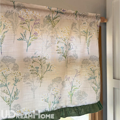 Green Leaves Short Curtains with Ruffle Edges - UDreamHome