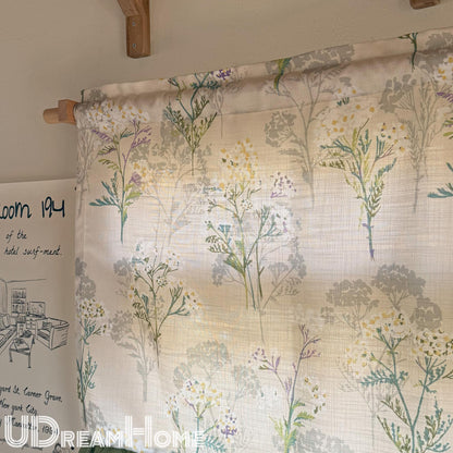Green Leaves Short Curtains with Ruffle Edges - UDreamHome