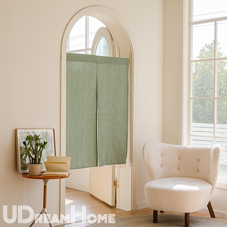 Green Plaid Japanese Noren Curtain - UDreamHome
