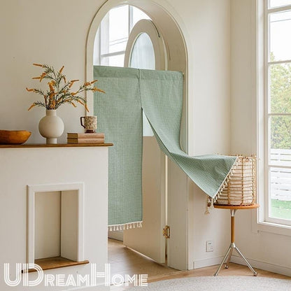Green Plaid Japanese Noren Curtain - UDreamHome
