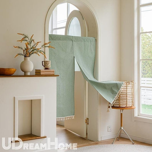 Green Plaid Japanese Noren Curtain - UDreamHome