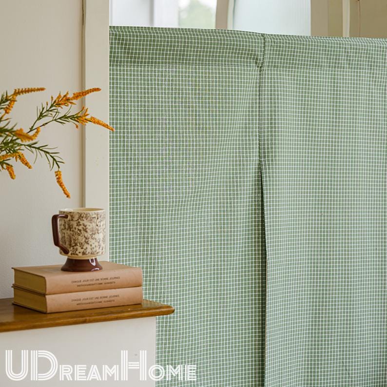 Green Plaid Japanese Noren Curtain - UDreamHome