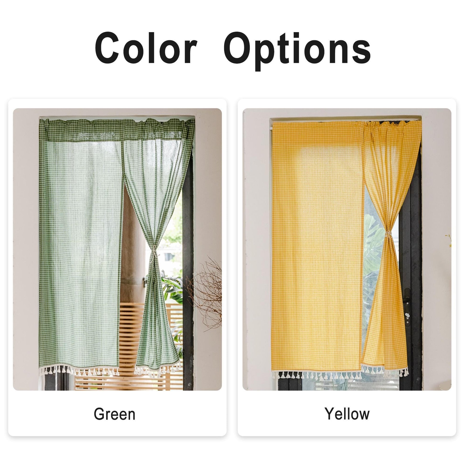 Green Plaid Japanese Noren Curtain - UDreamHome