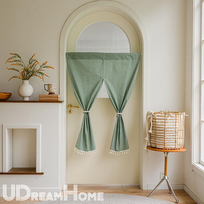 Green Plaid Japanese Noren Curtain - UDreamHome