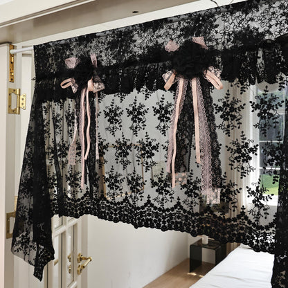 Handmade Black Lace Curtain Valance - UDreamHome
