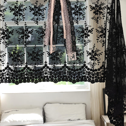 Handmade Black Lace Curtain Valance - UDreamHome