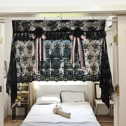 Handmade Black Lace Curtain Valance - UDreamHome