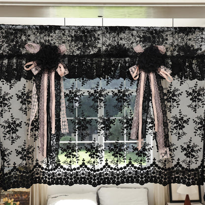 Handmade Black Lace Curtain Valance - UDreamHome