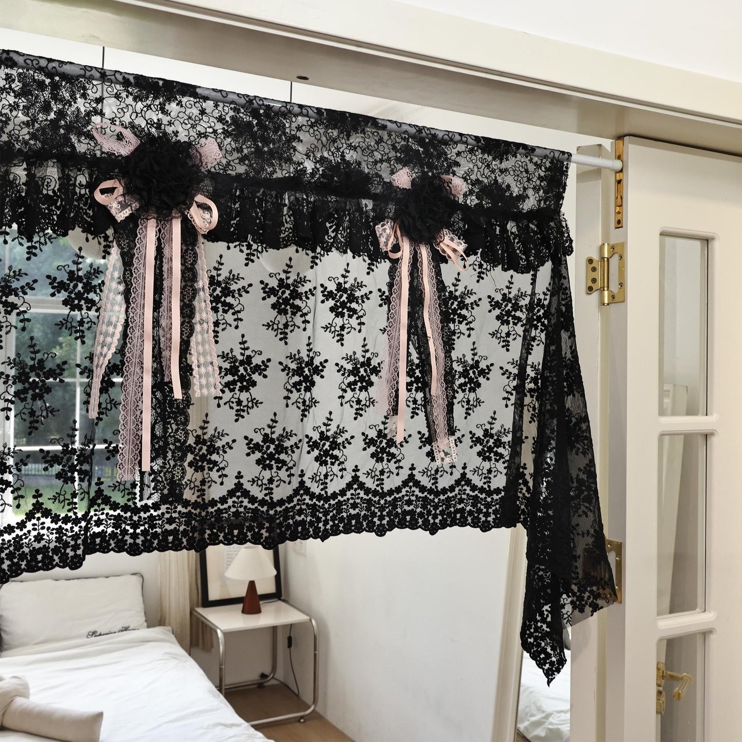 Handmade Black Lace Curtain Valance - UDreamHome