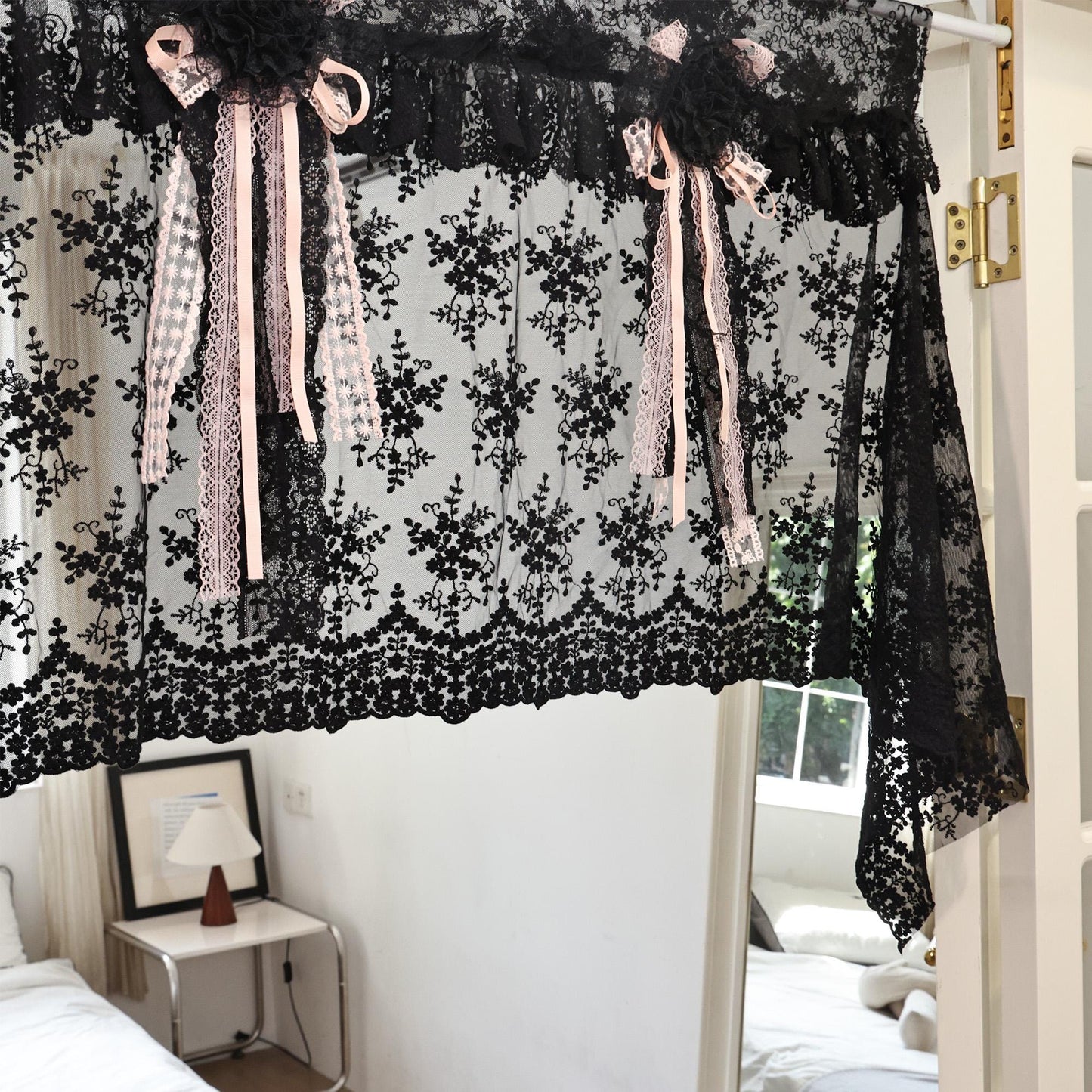 Handmade Black Lace Curtain Valance - UDreamHome