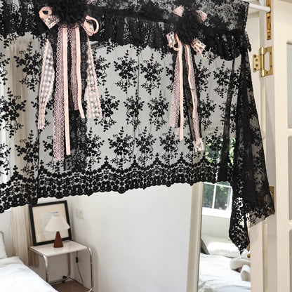 Handmade Black Lace Curtain Valance - UDreamHome