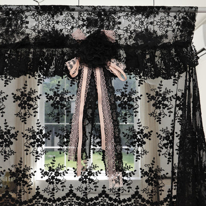 Handmade Black Lace Curtain Valance - UDreamHome