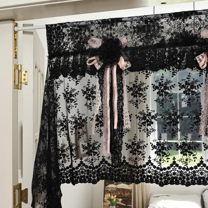 Handmade Black Lace Curtain Valance - UDreamHome