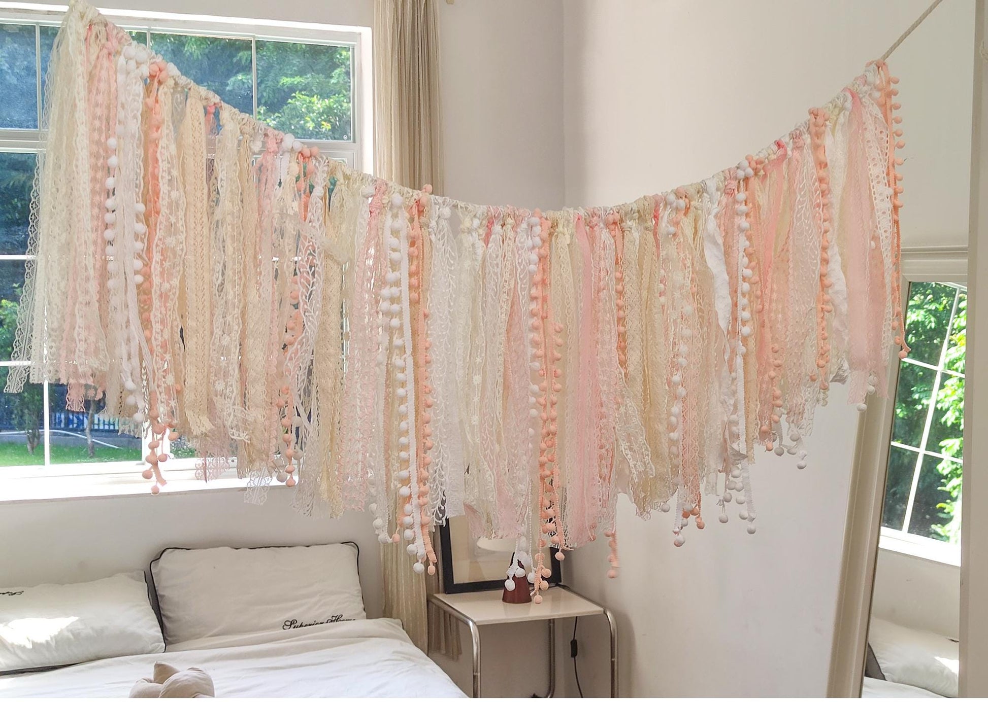 Handmade Shabby Chic Lace Garland Rustic Wedding Photo Backdrop - UDreamHome