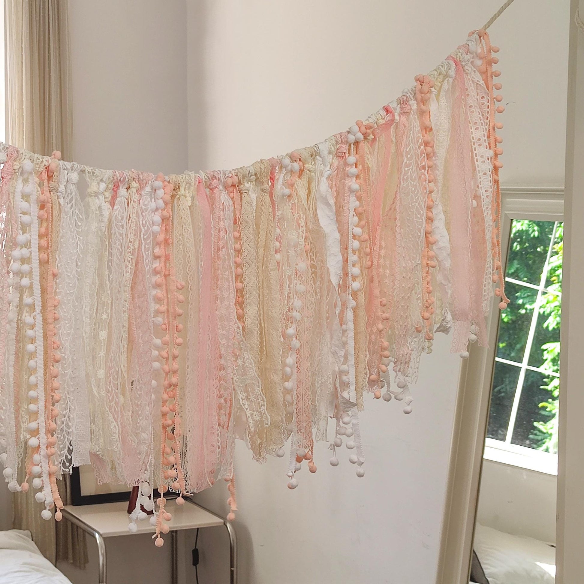 Handmade Shabby Chic Lace Garland Rustic Wedding Photo Backdrop - UDreamHome