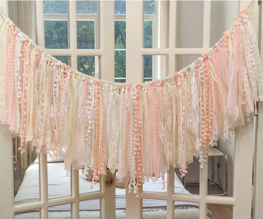 Handmade Shabby Chic Lace Garland Rustic Wedding Photo Backdrop - UDreamHome