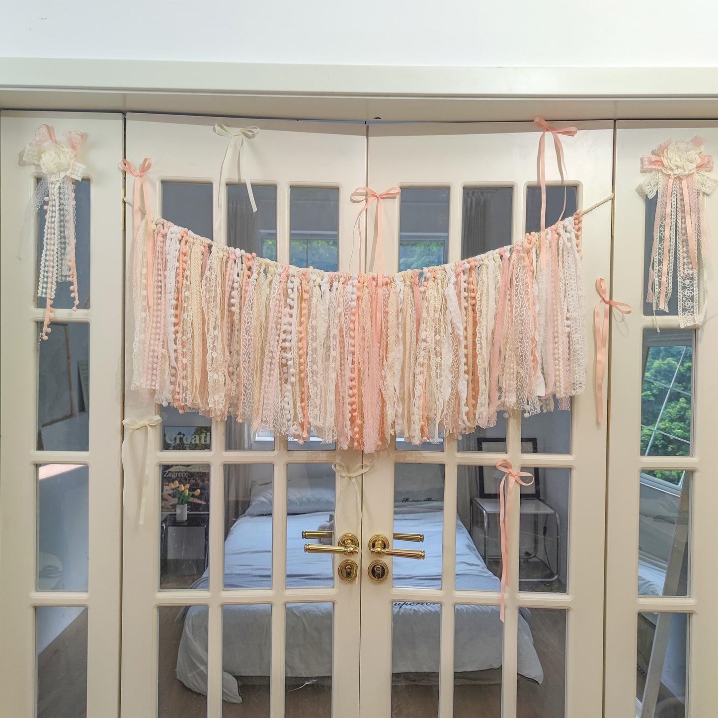 Handmade Shabby Chic Lace Garland Rustic Wedding Photo Backdrop - UDreamHome