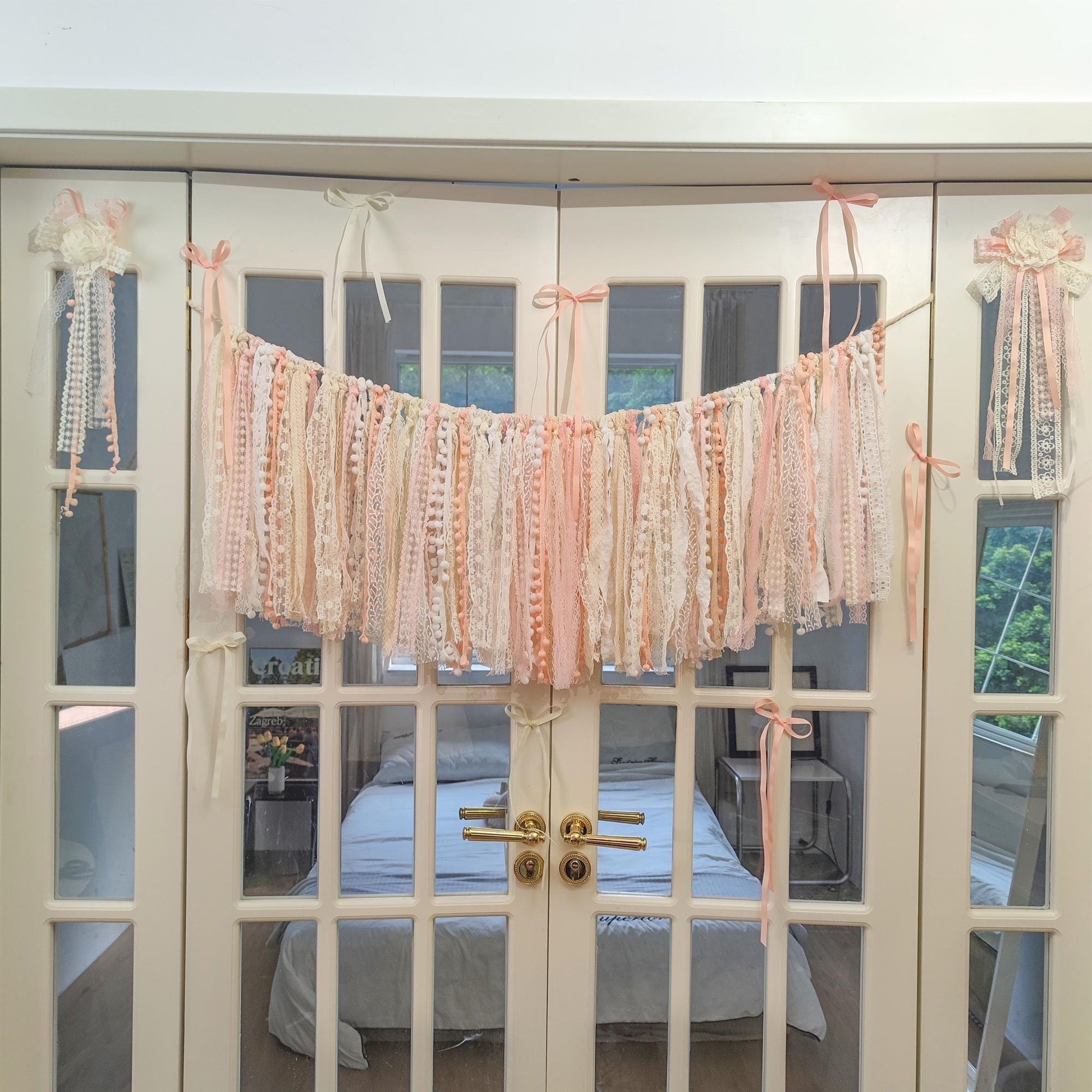 Handmade Shabby Chic Lace Garland Rustic Wedding Photo Backdrop - UDreamHome