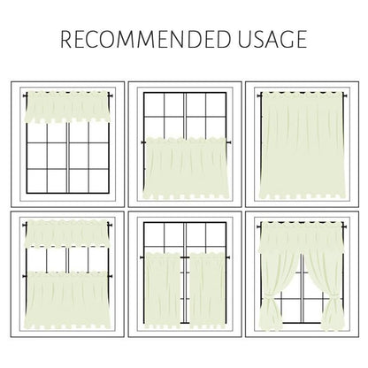 Green Gingham Cafe Curtains Valances with Lace, Farmhouse Country Kitchen Short Curtains, Cotton Linen Half Curtains, Custom Curtains Sizes