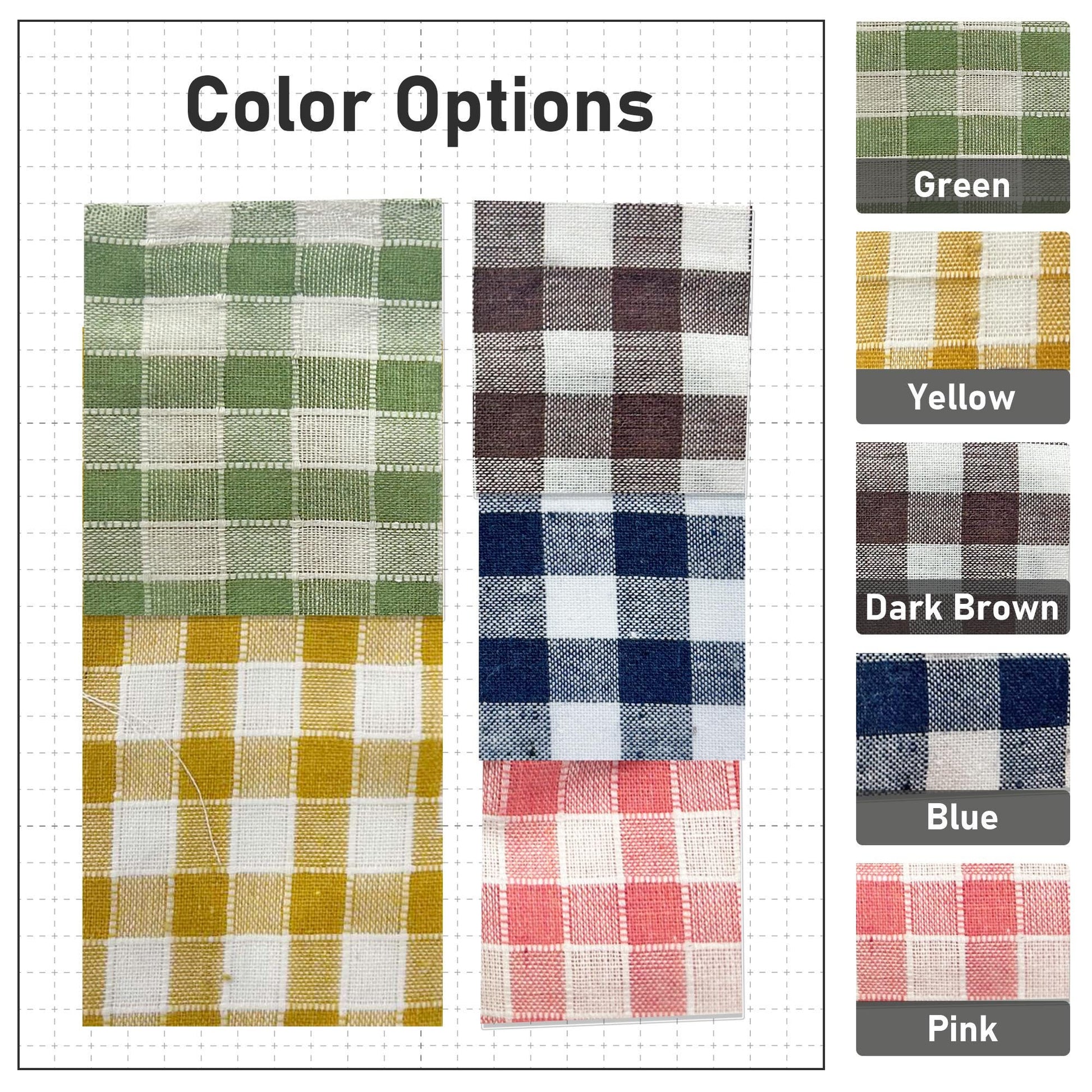 Green Gingham Cafe Curtains Valances with Lace, Farmhouse Country Kitchen Short Curtains, Cotton Linen Half Curtains, Custom Curtains Sizes