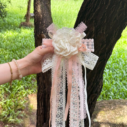 Shabby Chic Lace Valance: Rustic Pink Boho Window Curtain