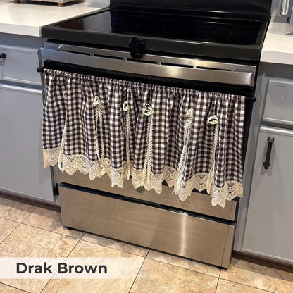 Green Gingham Cafe Curtains Valances with Lace, Farmhouse Country Kitchen Short Curtains, Cotton Linen Half Curtains, Custom Curtains Sizes