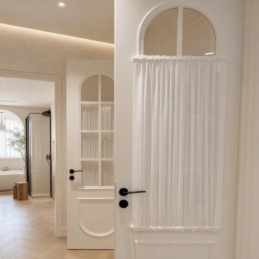 100% Linen Door Curtain, Custom French Door Panel, White Sheer Linen Front Door Window Curtain, Sidelight Curtain (Single Panel)